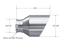 Load image into Gallery viewer, MBRP 15-23 Dodge Charger 5.7L/6.2L/6.4L T304 3in ID / 5in OD Out / 8in Length Angle Cut SS Tip Tips MBRP