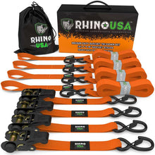 Load image into Gallery viewer, Rhino USA Cargo Tie-Downs Rhino USA Medium Duty Ratchet Strap Tie-Down 4-Pack (Orange)