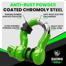 Load image into Gallery viewer, Rhino USA Shackle Kits Rhino USA 3/4In D-Ring Shackle Set (2-Pack)(Green)