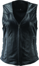 Load image into Gallery viewer, Kuryakyn Leather By River Road Plains Leather Vest Black Womens - Small Vests Kuryakyn