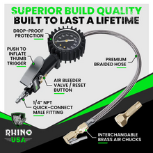 Load image into Gallery viewer, Rhino USA 100 Psi Analog Tire Inflator Gauge Gauges Rhino USA