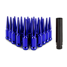 Load image into Gallery viewer, Mishimoto Mishimoto Steel Spiked Lug Nuts M12 x 1.5 24pc Set Blue Lug Nuts Mishimoto