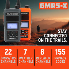 Load image into Gallery viewer, Rugged Radios Waterproof GMRS Handheld Radio with NOAA Alerts - FM Radio - Safety Orange | GMR5-X-ORN
