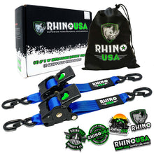 Load image into Gallery viewer, Rhino USA Retractable Ratchet Straps (2Pk 2Inx10Ft) Blue Tow Straps Rhino USA