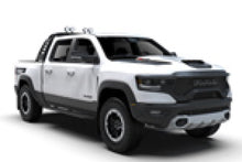 Load image into Gallery viewer, Rally Armor 21-25 Dodge Ram 1500 TRX Black UR Mud Flap - Metallic Black Logo Rally Armor