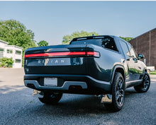 Load image into Gallery viewer, Rally Armor 22-24 Rivian R1T Black UR Mud Flap w/Tangerine Scream Logo Mud Flaps Rally Armor