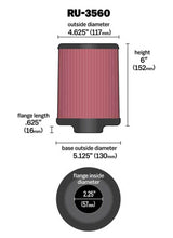 Load image into Gallery viewer, K&N Universal Rubber Filter 2-1/4in FLG x 5-1/8in Base x 4-5/8in Top x 6in Height Air Filters - Universal Fit K&N Engineering