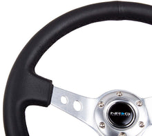 Load image into Gallery viewer, NRG Reinforced Steering Wheel (350mm/3in. Deep) White Leather w/Blk Spoke/Round Holes/White Stripes | RST-006BK-WT-B