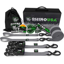 Load image into Gallery viewer, Rhino USA Cargo Tie-Downs Rhino USA Heavy Duty Ratchet Tie-Downs 2-Pack (Gray) 1.6In X 8Ft