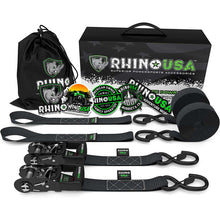 Load image into Gallery viewer, Rhino USA Heavy Duty Ratchet Tie-Downs 2-Pack (Black) 1.6In X 8Ft Cargo Tie-Downs Rhino USA