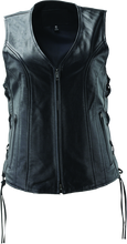 Load image into Gallery viewer, Kuryakyn Leather By River Road Sapphire Leather Vest Black Womens - Small Vests Kuryakyn