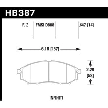 Load image into Gallery viewer, Hawk 06-09 350z/ 05-08 G35 w/o Brembo Performance Ceramic Street Front Brake Pads