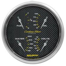 Load image into Gallery viewer, AutoMeter Carbon Fiber Quad Gauge 5in. 0 Ohm (E) - 90 Ohm (F) Electric | 4819
