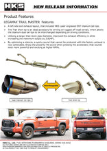 Load image into Gallery viewer, HKS LEGAMAX TRAIL MASTER 2022TUNDRA CATBACK | 31021-BT001