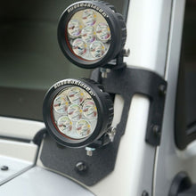 Load image into Gallery viewer, Rugged Ridge 07-18 Jeep Wrangler JK Textured Black Round A-Pillar LED Light Mount Kit Rugged Ridge