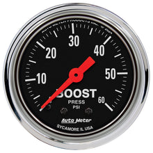 Load image into Gallery viewer, AutoMeter Gauge Boost 2-1/16in. 60 PSI Mechanical Traditional Chrome | 2405