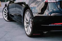 Load image into Gallery viewer, Rally Armor 17-23 Tesla Model 3 Black UR Mud Flap w/White Logo Mud Flaps Rally Armor