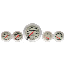 Load image into Gallery viewer, Equus Gauge Set Equus Gauge Set, 3-3/8" Mech Speedo, 2" OILP/WTEMP/FUEL/VOLT, Wht, Slvr, 8000 Series E8500