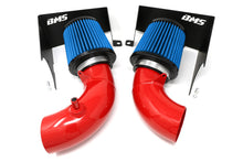 Load image into Gallery viewer, BMS Kia Stinger / Genesis G70 3.3L V6 Performance Dual Intake Intakes Burger Motorsports, Inc. **Out of stock** Blue Filters with Glossy Red Pipes No inlets (use factory turbo inlets)
