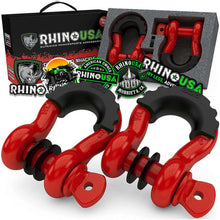 Load image into Gallery viewer, Rhino USA 3/4In D-Ring Shackle Set (2-Pack)(Red) Shackle Kits Rhino USA