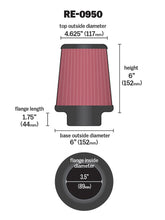 Load image into Gallery viewer, K&N Universal Rubber Filter 3 1/2inch ID FLG / 6inch Base / 4-5/8inch Top / 6inch Height