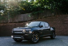Load image into Gallery viewer, Rally Armor 22-24 Rivian R1T Black UR Mud Flap w/Tangerine Scream Logo Mud Flaps Rally Armor