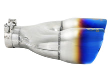 Load image into Gallery viewer, aFe AFE49T25484-L122 aFe Takeda 2.5in 304 Stainless Steel Clamp-on Exhaust Tip Driver Side 2.5in Inlet 4inDual-Blue Flame