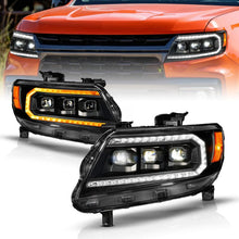 Load image into Gallery viewer, ANZO ANZ111634 ANZO 15-22 Chevy Colorado Blk Housing Full LED DRL Projector Headlight w/ Sequential Light Bar