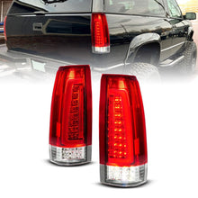 Load image into Gallery viewer, ANZO ANZ311484 ANZO 88-99 Chevy C/K1500/2500/3500 Full LED Light Tube Taillights Chrome Housing Red/Clear Lens