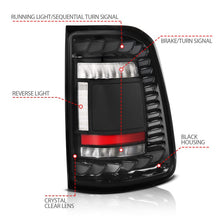 Load image into Gallery viewer, ANZO Tail Lights ANZO 19-24 RAM 1500 (Factory Halogen Models) Full LED Tail Lights SeqSig Black - Pair
