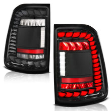 Load image into Gallery viewer, ANZO Tail Lights ANZO 19-24 RAM 1500 (Factory Halogen Models) Full LED Tail Lights SeqSig Black - Pair