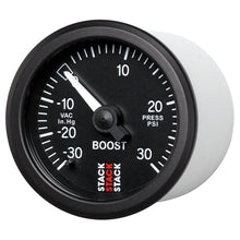 Load image into Gallery viewer, AutoMeter Gauges Autometer 52mm Stack Instruments -30INHG to +30PSI Mechanical Boost Gauge - Black