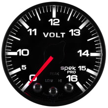 Load image into Gallery viewer, AutoMeter Gauges AutoMeter Gauge Voltmeter 2-1/16in. 16V Stepper Motor W/Peak & Warn Blk/Blk Spek-Pro