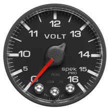 Load image into Gallery viewer, AutoMeter Gauges AutoMeter Gauge Voltmeter 2-1/16in. 16V Stepper Motor W/Peak & Warn Blk/Blk Spek-Pro