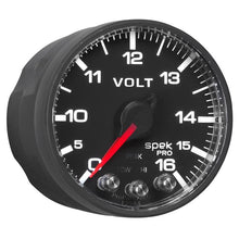 Load image into Gallery viewer, AutoMeter Gauges AutoMeter Gauge Voltmeter 2-1/16in. 16V Stepper Motor W/Peak & Warn Blk/Blk Spek-Pro