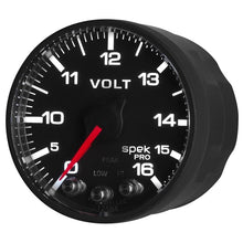 Load image into Gallery viewer, AutoMeter Gauges AutoMeter Gauge Voltmeter 2-1/16in. 16V Stepper Motor W/Peak & Warn Blk/Blk Spek-Pro
