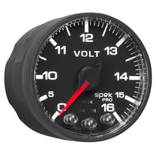 Load image into Gallery viewer, AutoMeter Gauges AutoMeter Gauge Voltmeter 2-1/16in. 16V Stepper Motor W/Peak & Warn Blk/Blk Spek-Pro