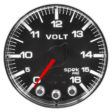 Load image into Gallery viewer, AutoMeter Gauges Autometer Spek-Pro Gauge Voltmeter 2 1/16in 16V Stepper Motor W/Peak & Warn Blk/Chrm