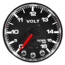 Load image into Gallery viewer, AutoMeter Gauges Autometer Spek-Pro Gauge Voltmeter 2 1/16in 16V Stepper Motor W/Peak & Warn Blk/Chrm