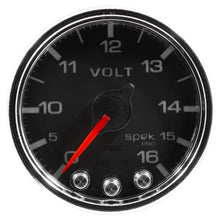 Load image into Gallery viewer, AutoMeter Gauges Autometer Spek-Pro Gauge Voltmeter 2 1/16in 16V Stepper Motor W/Peak & Warn Blk/Chrm