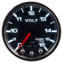 Load image into Gallery viewer, AutoMeter Gauges Autometer Spek-Pro Gauge Voltmeter 2 1/16in 16V Stepper Motor W/Peak & Warn Blk/Smoke/Blk