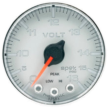 Load image into Gallery viewer, AutoMeter Gauges Autometer Spek-Pro Gauge Voltmeter 2 1/16in 16V Stepper Motor W/Peak & Warn Slvr/Chrm