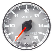 Load image into Gallery viewer, AutoMeter Gauges Autometer Spek-Pro Gauge Voltmeter 2 1/16in 16V Stepper Motor W/Peak & Warn Slvr/Chrm