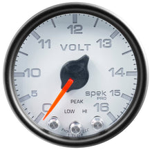 Load image into Gallery viewer, AutoMeter Gauges Autometer Spek-Pro Gauge Voltmeter 2 1/16in 16V Stepper Motor W/Peak & Warn Wht/Blk