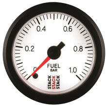 Load image into Gallery viewer, AutoMeter Gauges Autometer Stack 52mm 0-1 Bar M10 Male Pro Stepper Motor Fuel Pressure Gauge - White