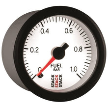 Load image into Gallery viewer, AutoMeter Gauges Autometer Stack 52mm 0-1 Bar M10 Male Pro Stepper Motor Fuel Pressure Gauge - White