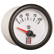 Load image into Gallery viewer, AutoMeter Gauges Autometer Stack 52mm 0-100 PSI 1/8in NPTF Electric Oil Pressure Gauge - White