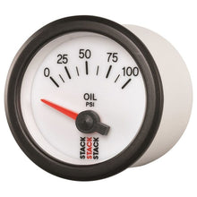 Load image into Gallery viewer, AutoMeter Gauges Autometer Stack 52mm 0-100 PSI 1/8in NPTF Electric Oil Pressure Gauge - White