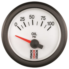 Load image into Gallery viewer, AutoMeter Gauges Autometer Stack 52mm 0-100 PSI 1/8in NPTF Electric Oil Pressure Gauge - White