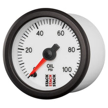 Load image into Gallery viewer, AutoMeter Gauges Autometer Stack 52mm 0-100 PSI 1/8in NPTF Male Pro Stepper Motor Oil Pressure Gauge - White